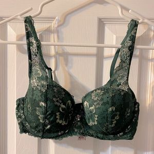 Body by Victoria lined demi green floral lace detail bra